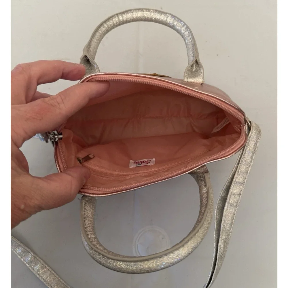 Original Justice Girl's Initial Letter A Glitter Pink Shoulder Strap Bag Purse